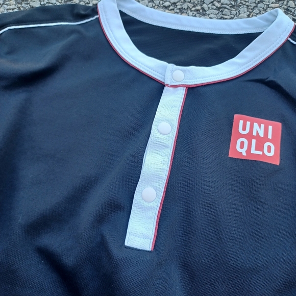 Uniqlo Roger Federer RF 2019 US Open NYC Henley Tennis Polo Shirt DRY-EX - Picture 6 of 8